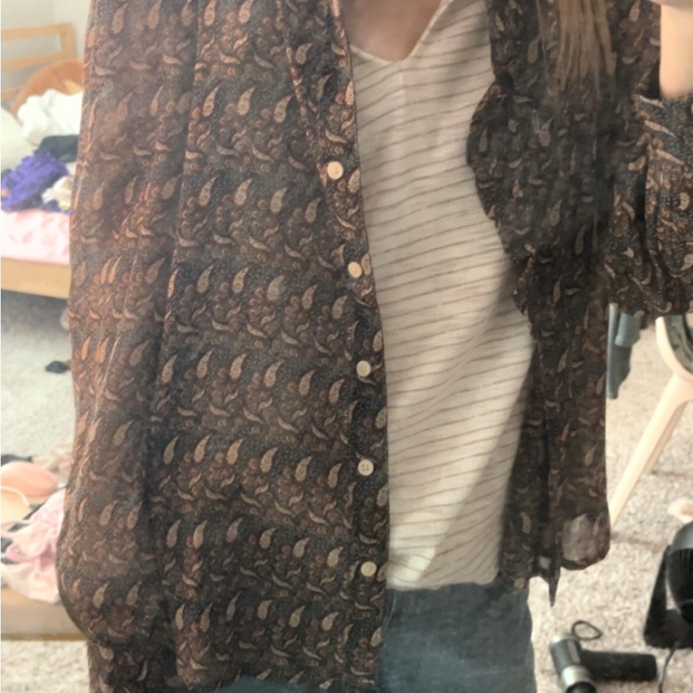 Banana Republic Black Paisley Sheer Blazer